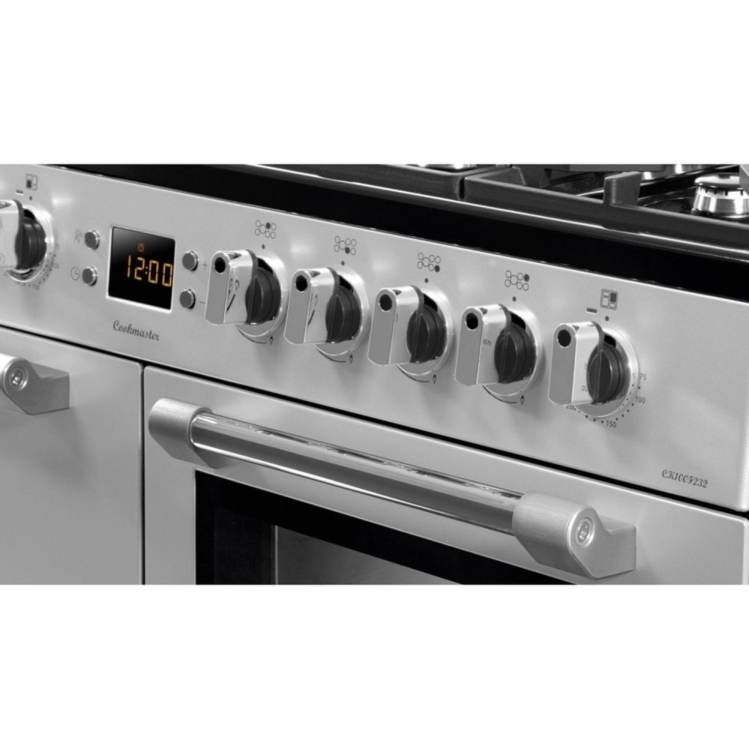 Leisure Cookmaster 100 CK100F232S 100cm wide Dual Fuel Range Cooker with Gas Hob - Silver - A/A Rated full image