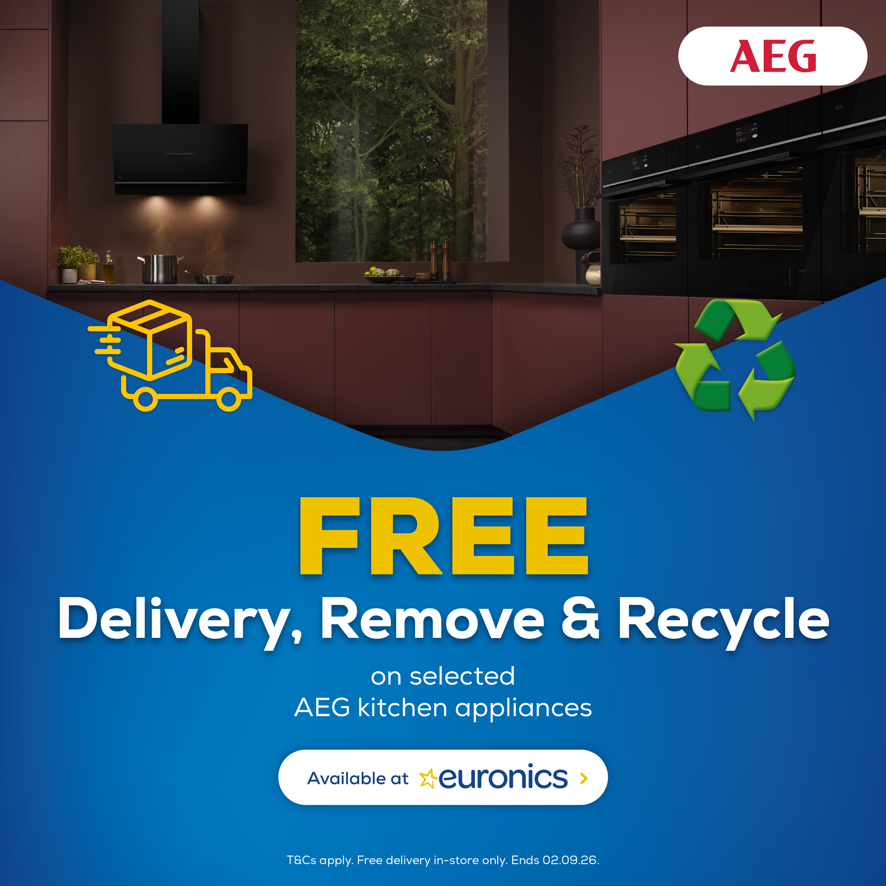 AEG Free Delivery, Remove & Recycle all available direct from Fivestar Serives - Euronics.
