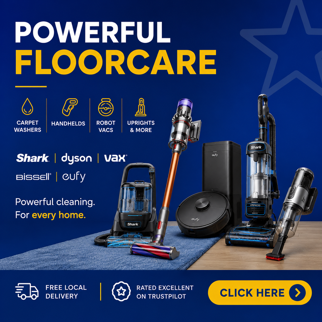 Powerful Floorcare Range, Handhelds, Uprights, Cylinders, Carpet Washers and More. 