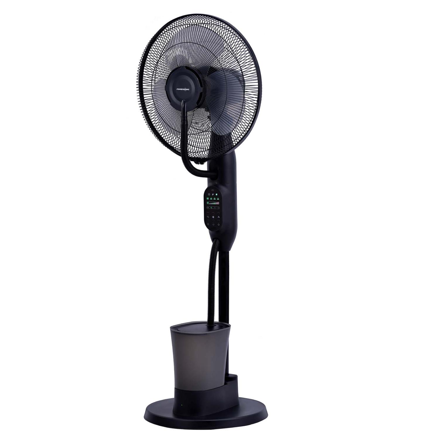 Powersonic Pedestal Oscillating Misting Fan - Black - 3 Speed - PWRHT505 full image