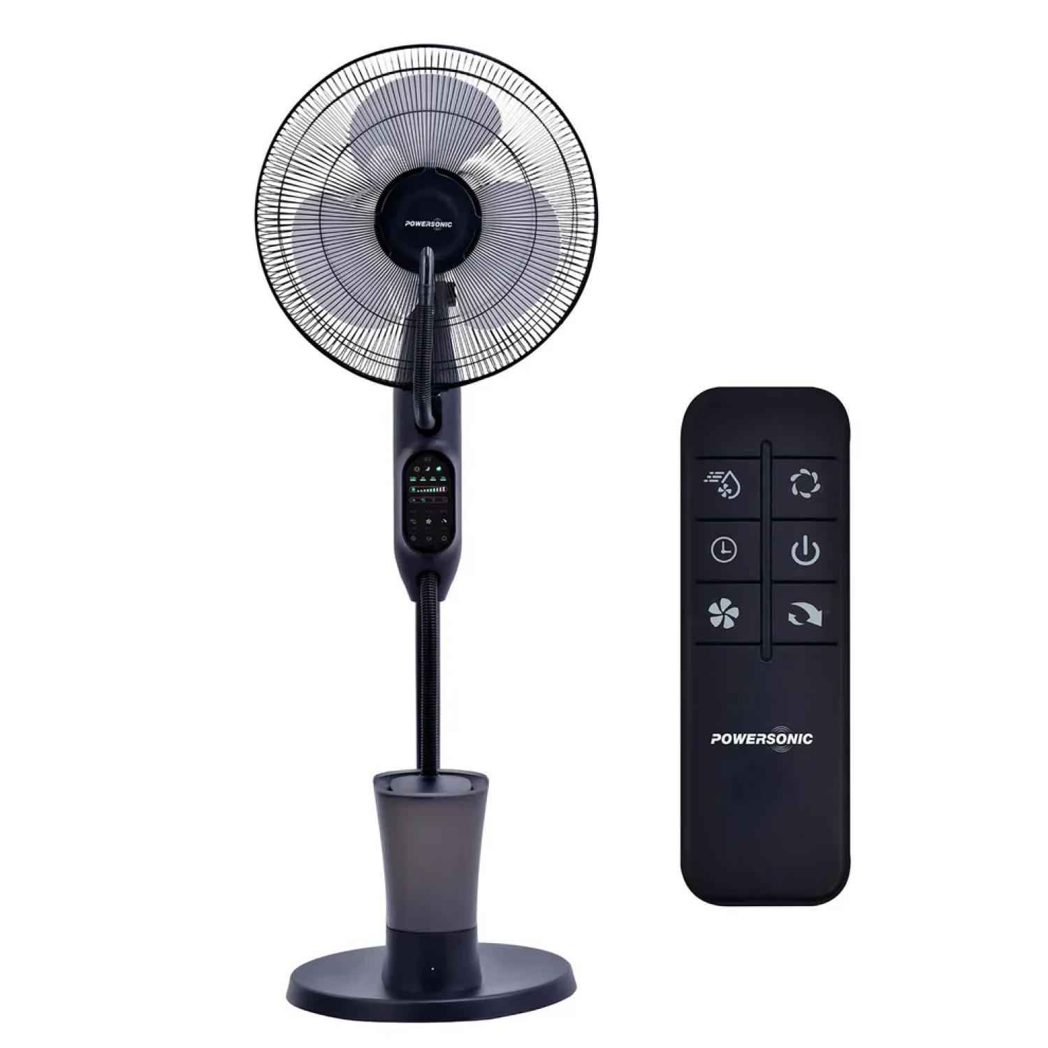 Powersonic Pedestal Oscillating Misting Fan - Black - 3 Speed - PWRHT505 full image
