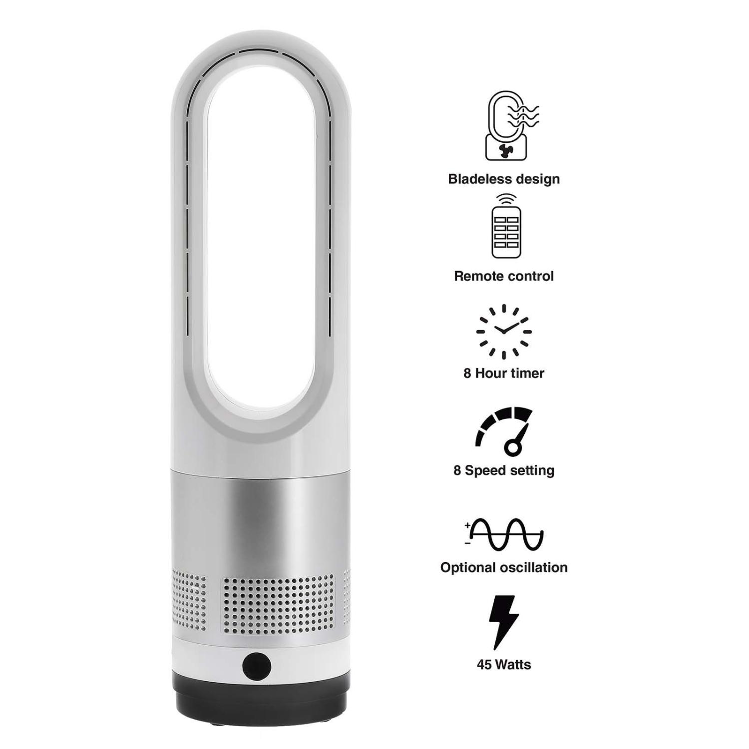 Powersonic Bladeless Tower Fan – 8 Speed Settings, Remote Control & Oscillation full image