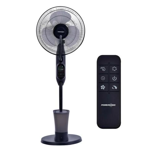 Powersonic Pedestal Oscillating Misting Fan - Black - 3 Speed - PWRHT505