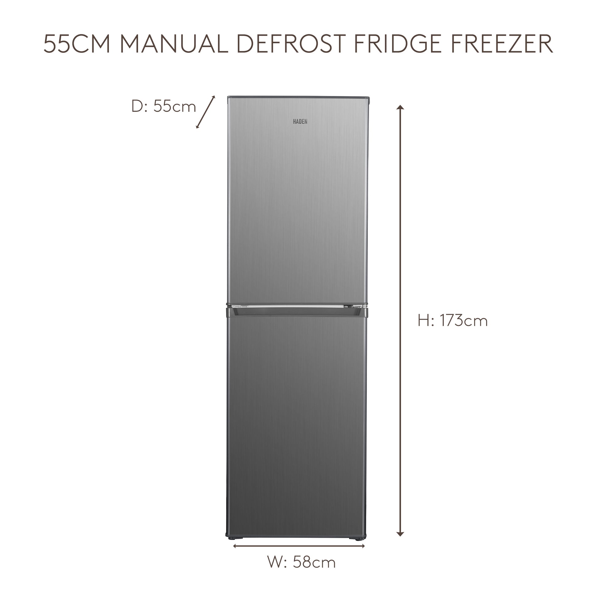Haden HK240IX 55cm Manual Defrost Fridge Freezer - Inox thumbnail image