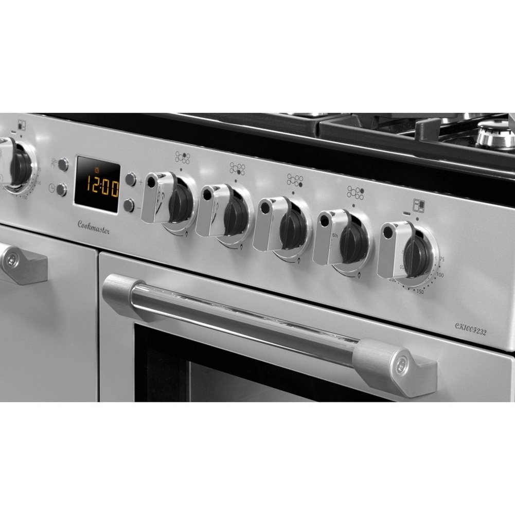 Leisure Cookmaster 100 CK100F232S 100cm wide Dual Fuel Range Cooker with Gas Hob - Silver - A/A Rated thumbnail image