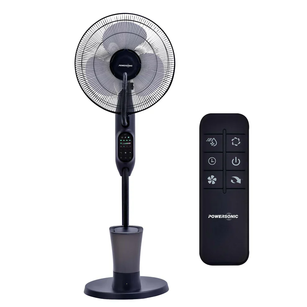 Powersonic Pedestal Oscillating Misting Fan - Black - 3 Speed - PWRHT505 thumbnail image